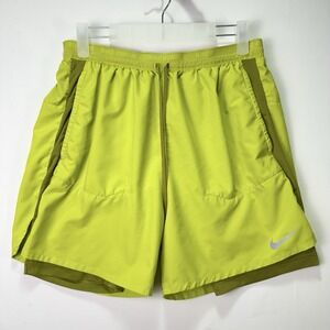 Nike Pants Women's Size L Dri Fit Running Shorts Knit Lined Tennis Yellow